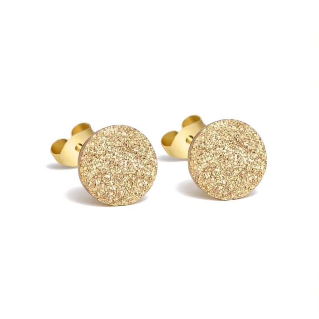 RVS Oorstekers Goudkleur Sandblasted 6mm - Matte Studs -