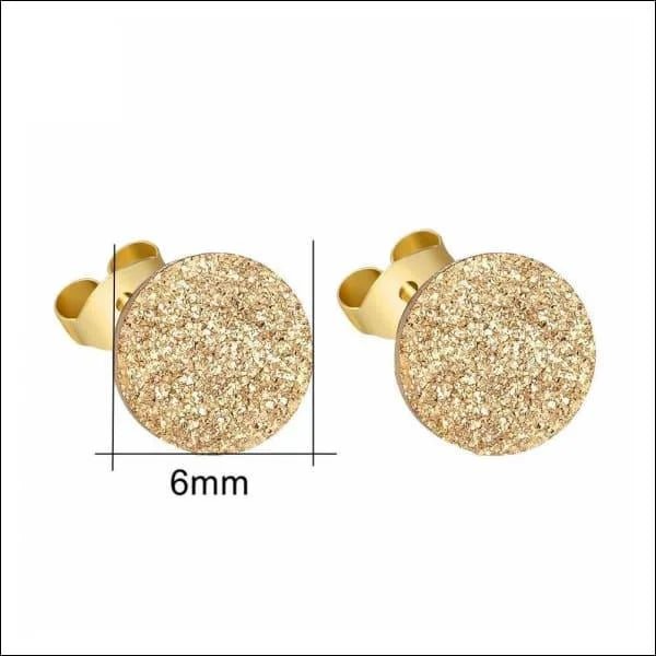 RVS Oorstekers Goudkleur Sandblasted 6mm - Matte Studs -