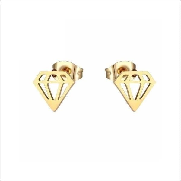 Oorbellen &acirc;&euro;&ldquo; Staal Diamant Vorm Kristal Goudkleurig (9mm) -
