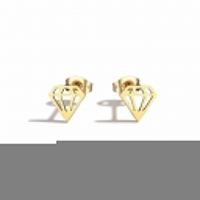 Oorbellen &acirc;&euro;&ldquo; Staal Diamant Vorm Kristal Goudkleurig (9mm) -