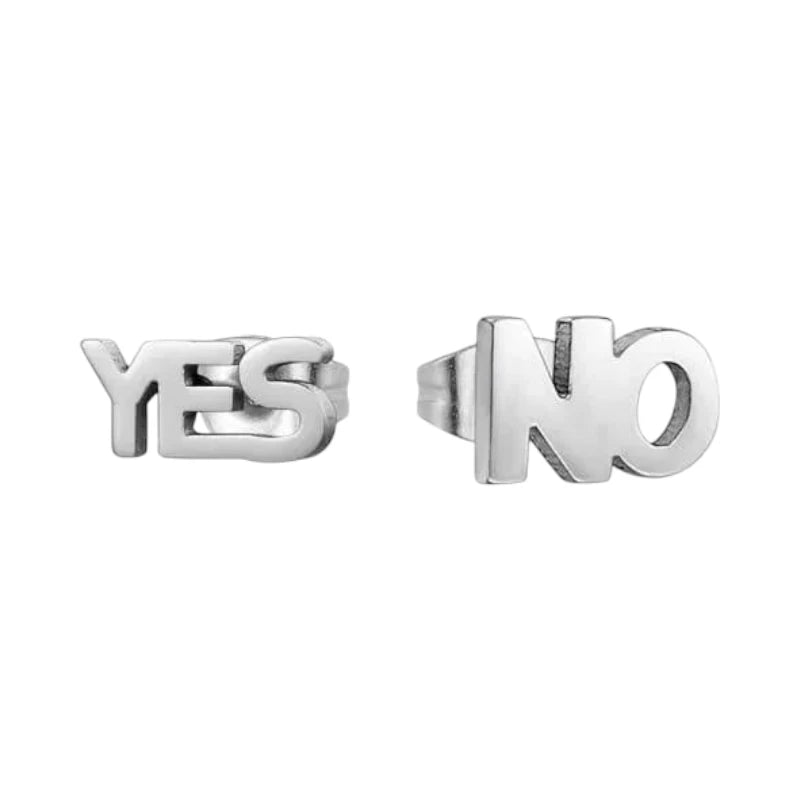 RVS oorbellen yes en no -