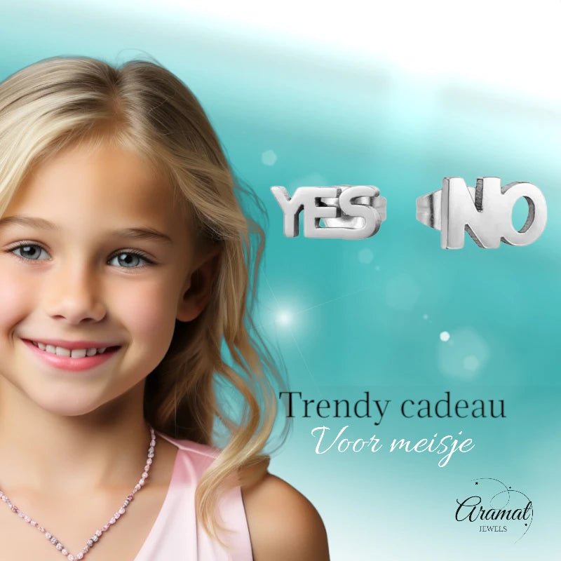 RVS oorbellen yes en no -
