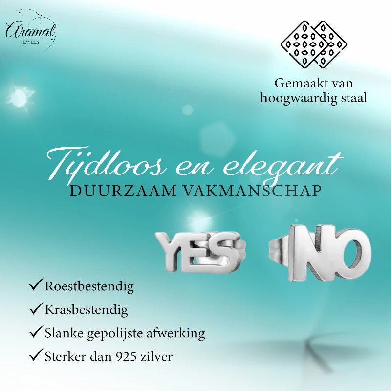 RVS oorbellen yes en no -