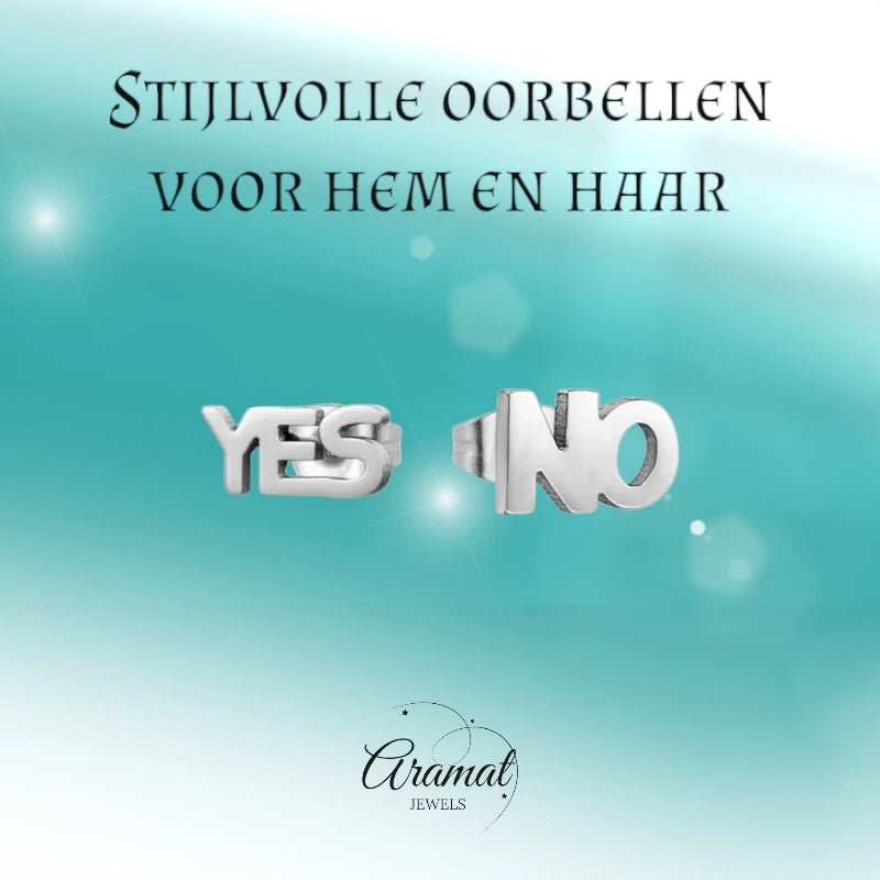 RVS oorbellen yes en no -