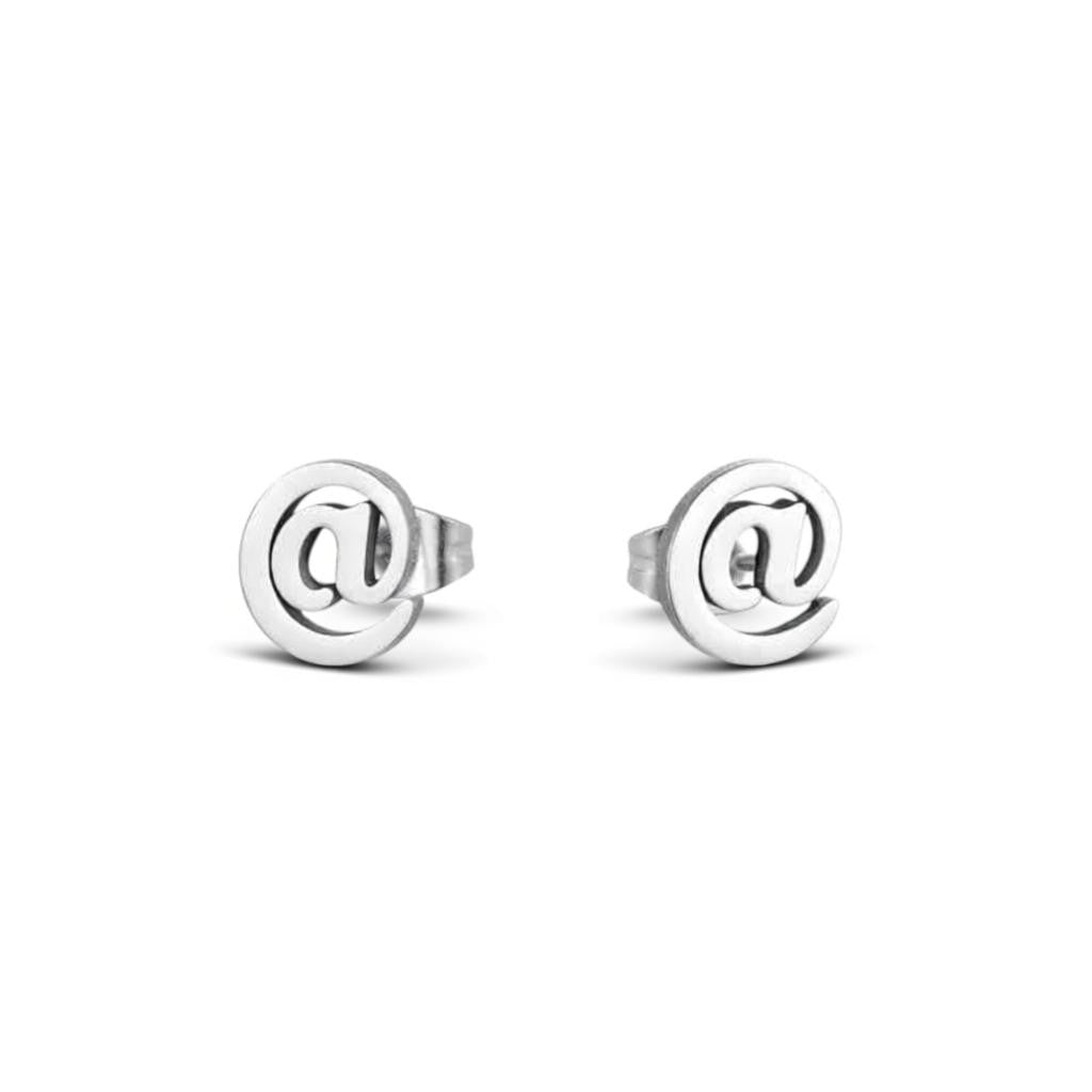 Oorbellen &acirc;&euro;&ldquo; Staal Apenstaartje (@) Zilverkleurig (10mm) -