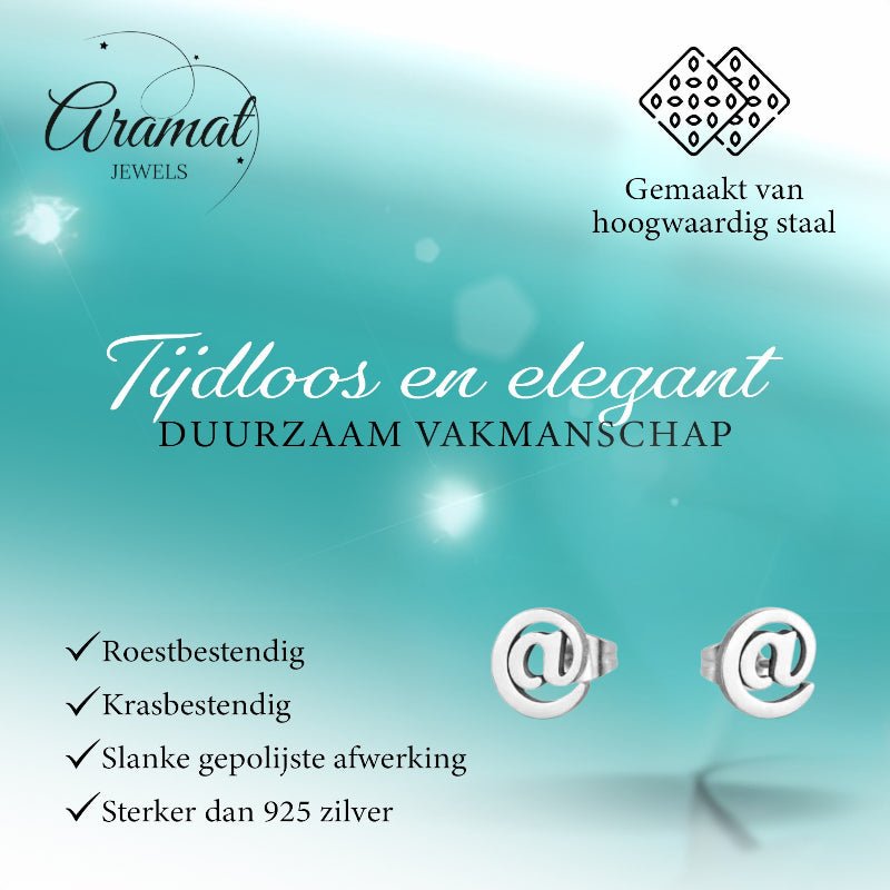 Oorbellen &acirc;&euro;&ldquo; Staal Apenstaartje (@) Zilverkleurig (10mm) -
