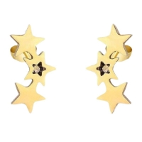 Stalen Sterren Oorbellen - Goud- of Zilverkleur - 3 sterren-Goudkleurig-4x9mm -