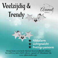 Stalen Sterren Oorbellen - Goud- of Zilverkleur - 3 sterren-Goudkleurig-4x9mm -