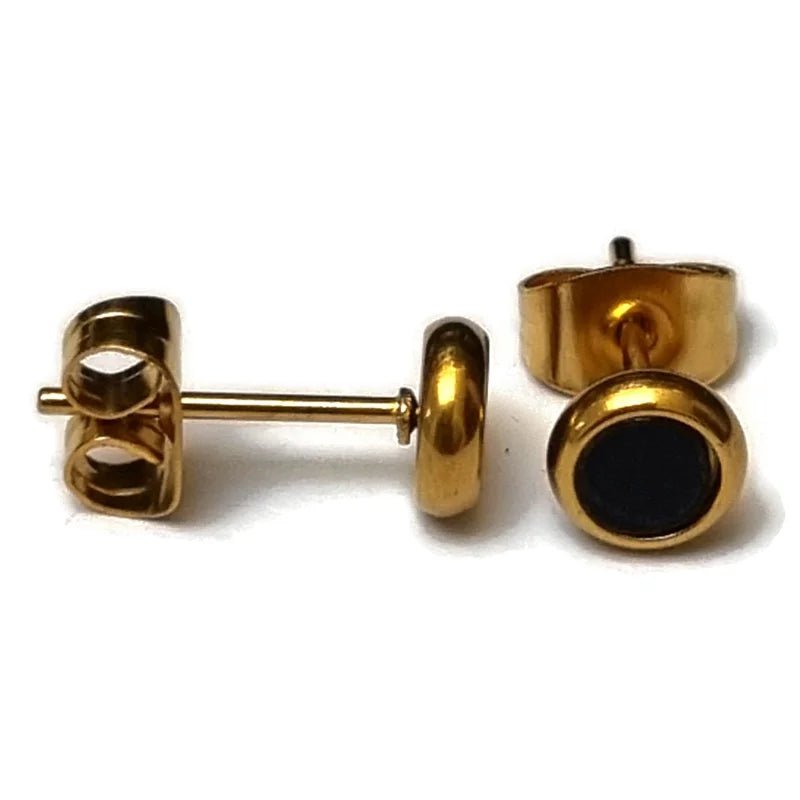 RVS Schelp Oorbellen Wit Zwart 12mm - Shell Studs - Goudkleurig / 4mm / Wit -
