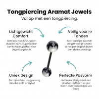 Schattige Zwarte en Witte Gezichtje Tongpiercing -