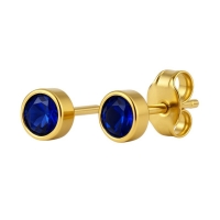 RVS Oorbellen met Donkerblauwe Zirkonia-5mm -