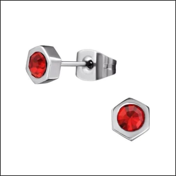 RVS Zeshoek Oorbellen met Kristal 3-6mm - Geometrische Studs - Zilverkleur / 4mm / Paars -