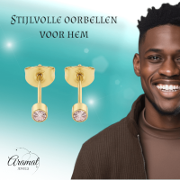 Mini zweerknopjes roze zirkonia - goudkleur -