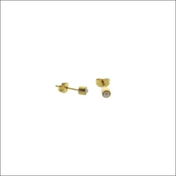 Elegante Stalen Parel Oorbellen 4mm - Goudkleurig/Zwart -