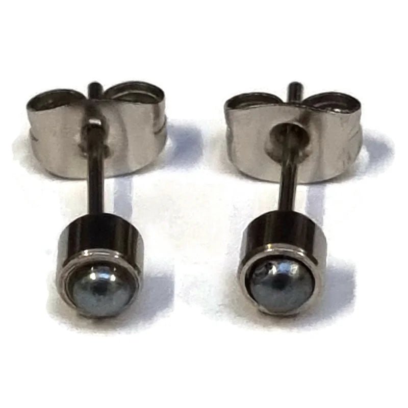 Elegante Stalen Parel Oorbellen 4mm - Zilverkleurig/Grijs -