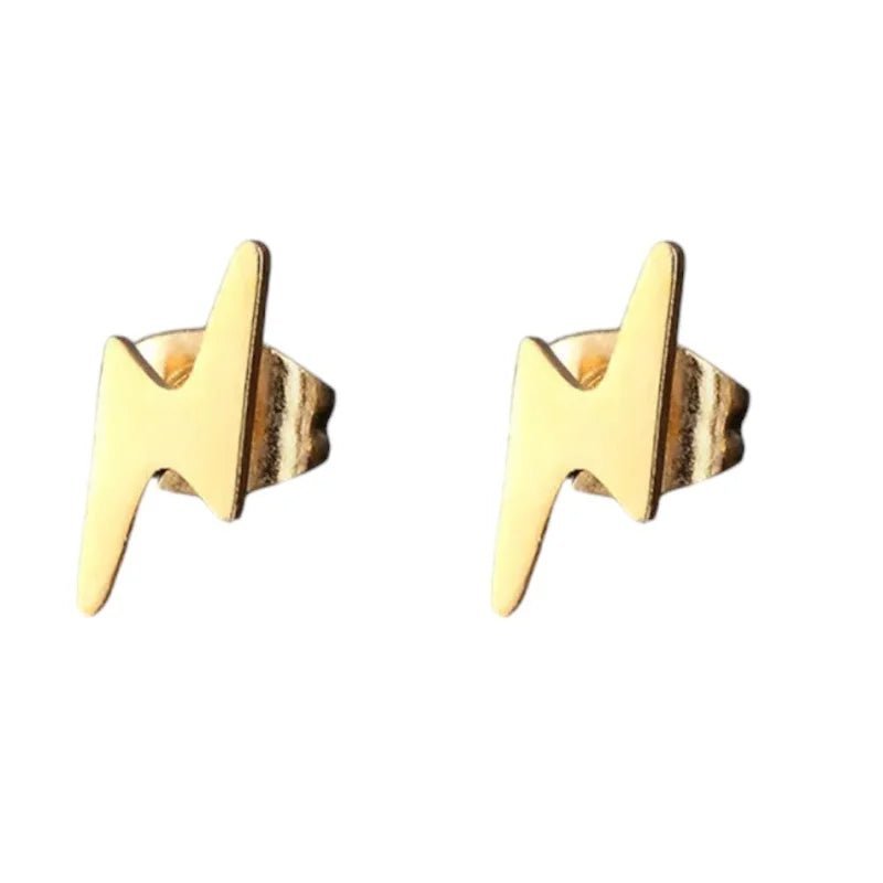 RVS Bliksem Oorbellen 10x4mm Diverse Kleuren - Flits Oorstekers - Zilverkleur -