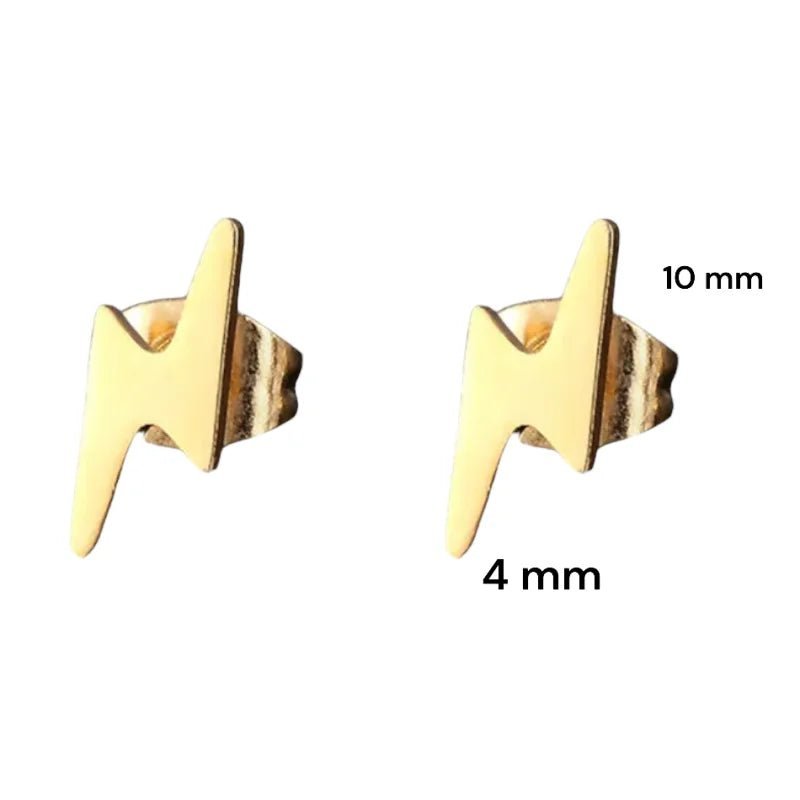 RVS Bliksem Oorbellen 10x4mm Diverse Kleuren - Flits Oorstekers - Zilverkleur -