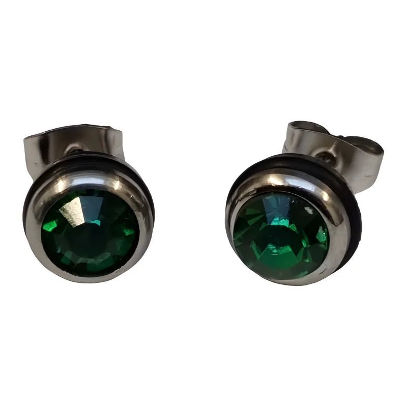Groene Kristal Oorbellen rvs -