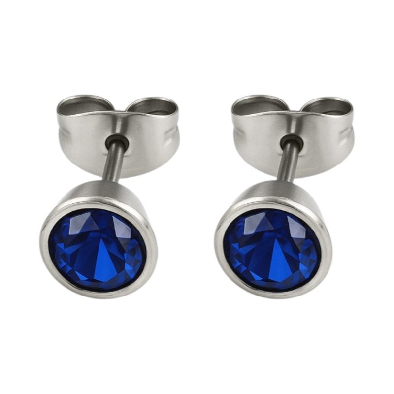 Donkerblauwe conevormige kristal oorbellen &acirc;&euro;&ldquo; 7 mm -