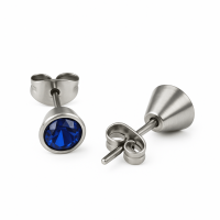 Donkerblauwe conevormige kristal oorbellen &acirc;&euro;&ldquo; 7 mm -