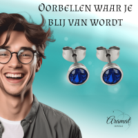Donkerblauwe conevormige kristal oorbellen &acirc;&euro;&ldquo; 7 mm -