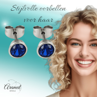 Donkerblauwe conevormige kristal oorbellen &acirc;&euro;&ldquo; 7 mm -