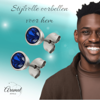 Donkerblauwe conevormige kristal oorbellen &acirc;&euro;&ldquo; 7 mm -