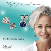 Donkerblauwe conevormige kristal oorbellen &acirc;&euro;&ldquo; 7 mm -