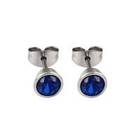 Donkerblauwe conevormige kristal oorbellen &acirc;&euro;&ldquo; 7 mm -