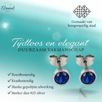 Donkerblauwe conevormige kristal oorbellen &acirc;&euro;&ldquo; 7 mm -