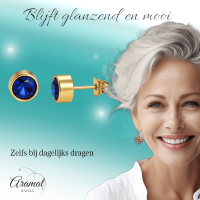 Goudkleurige oorbellen met donkerblauwe zirkonia &acirc;&euro;&ldquo; 7 mm -