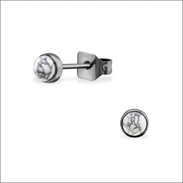 Witte Howliet Oorbellen Staal &acirc;&euro;&ldquo; 6mm -