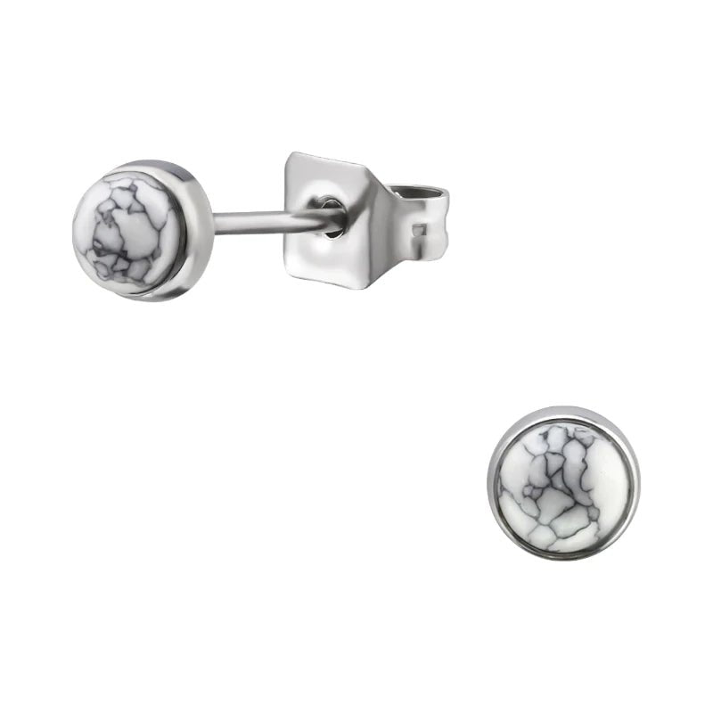 Witte Howliet Oorbellen Staal &acirc;&euro;&ldquo; 6mm -