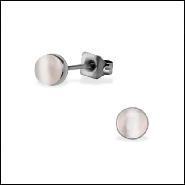 RVS Kattenoog Oorbellen Diverse Kleuren 4-8mm - Cat Eye Oorstekers - Zilverkleur / 5mm / Blauw -