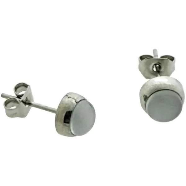 RVS Kattenoog Oorbellen Diverse Kleuren 4-8mm - Cat Eye Oorstekers - Zilverkleur / 6mm / Wit -