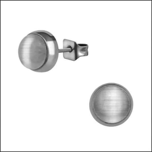 RVS Kattenoog Oorbellen Diverse Kleuren 4-8mm - Cat Eye Oorstekers - Zilverkleur / 6mm / Wit -