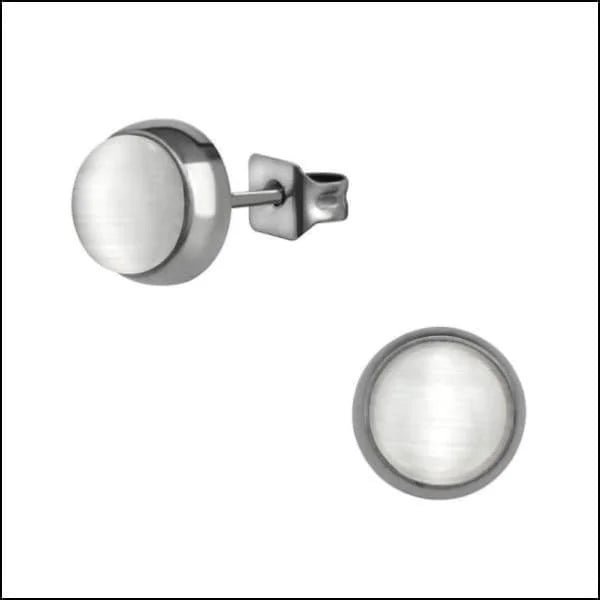 RVS Kattenoog Oorbellen Diverse Kleuren 4-8mm - Cat Eye Oorstekers - Zilverkleur / 6mm / Wit -