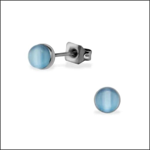 RVS Kattenoog Oorbellen Diverse Kleuren 4-8mm - Cat Eye Oorstekers - Zilverkleur / 6mm / Wit -
