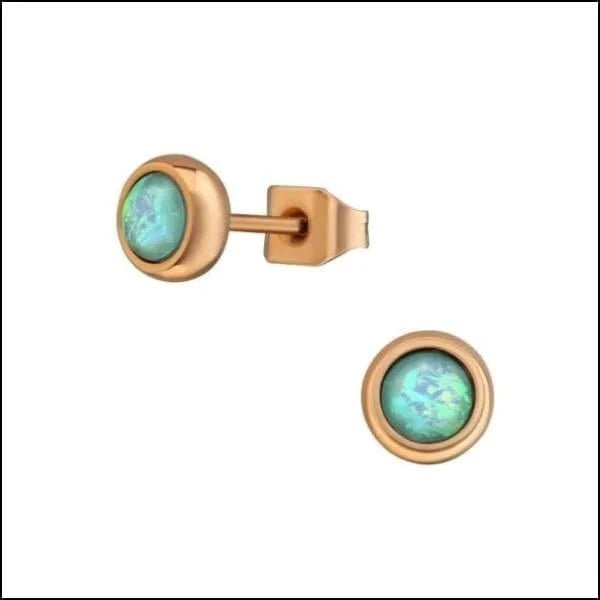RVS Opaal Oorbellen - Synthetische Opaal Studs - Ros&Atilde;&copy;kleurig / 6mm / Roze -