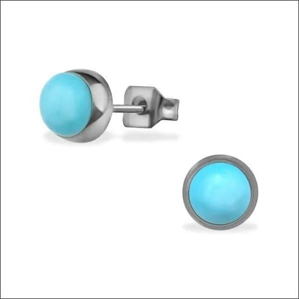 Turkoois Blauwe 6mm Oorbellen -