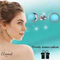 Turkoois Blauwe 6mm Oorbellen -