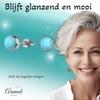 Turkoois Blauwe 6mm Oorbellen -