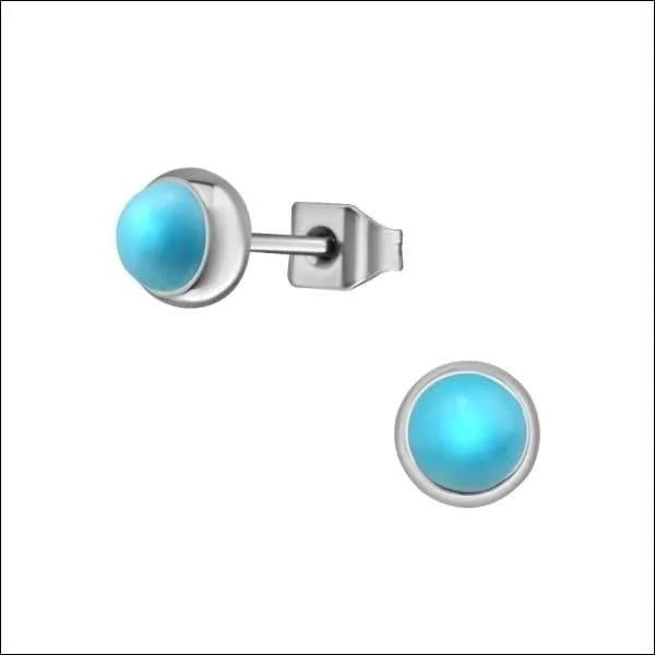 Turquoise Stalen Oorbellen &acirc;&euro;&ldquo; 5mm Zilverkleurig -