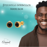 Prachtige Goudkleurige Zwarte Zirkonia Oorbellen -