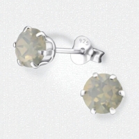 Zilveren Kristal Oorbellen 6mm Opaal -