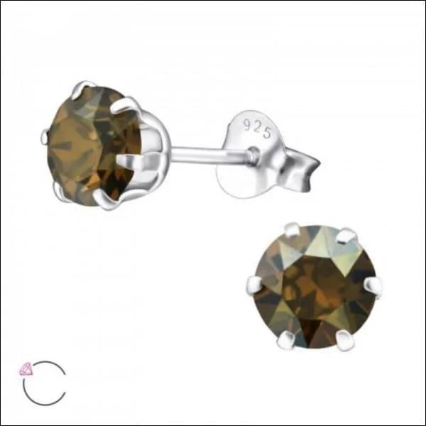Zilveren oorbellen brons kristal -
