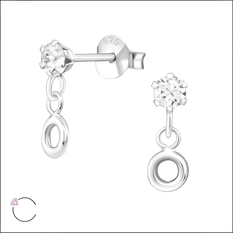 Zilveren Kristal Oorbellen - Rond Design -