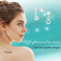 Zilveren Kristal Oorbellen - Rond Design -
