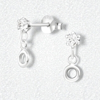 Zilveren Kristal Oorbellen - Rond Design -