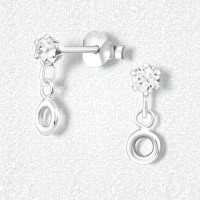 Zilveren Kristal Oorbellen - Rond Design -